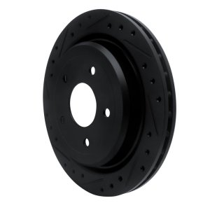 Cadillac XLR Brake Rotor (1) - Rear Left - R1 Concepts - Drilled & Slotted - Black - `97-`13